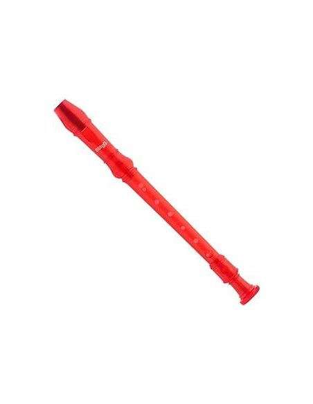 Flûte à bec soprano, doigté baroque, corps rouge translucide