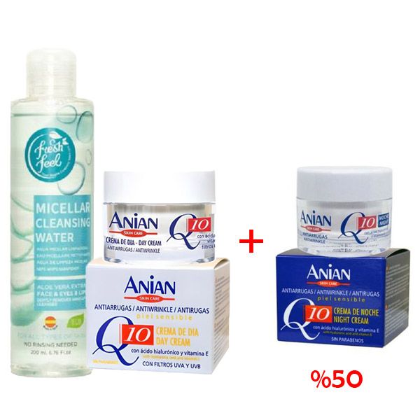 Pack (Eau micellaire, Crème de jour, Crème de nuit)