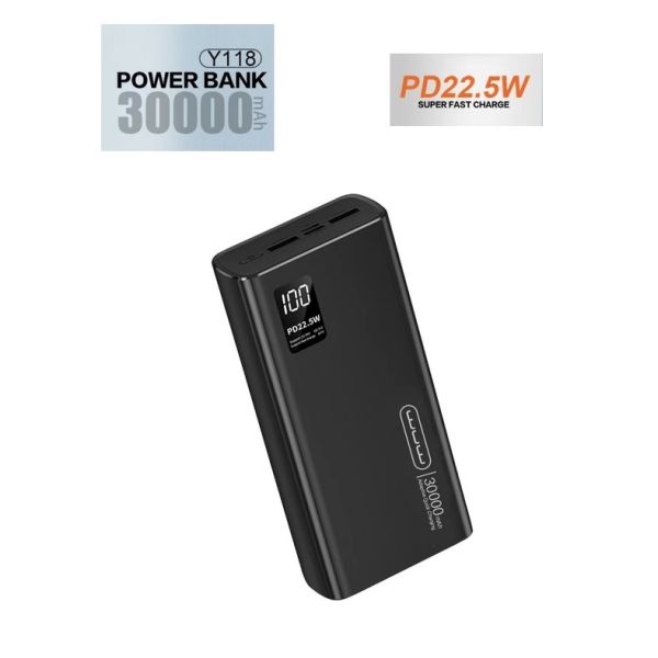 WUW Y118 Power Bank 30000mAh PD20W +...