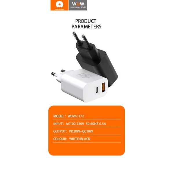 WUW C172 Chargeur Mural Rapide 20W...