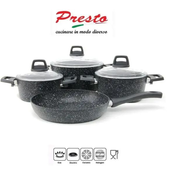 Presto Batterie de cuisine 7 pièces - Granite - Noir 2