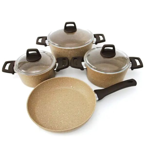 طقم أواني طهي بريستو 7 قطع – جرانيت – بيج