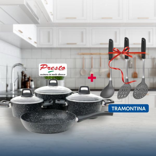 Presto 7 Piece Granite Black Cookware...