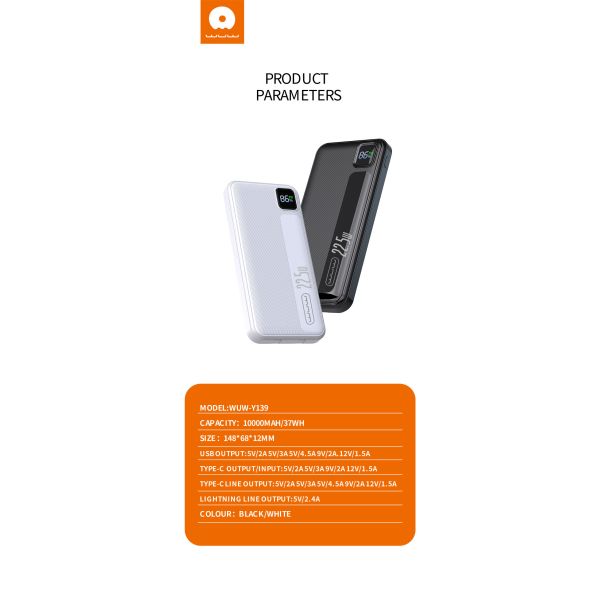 Power Bank Y139 10.000mAh Afficheur...