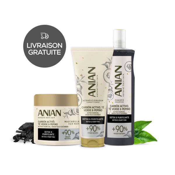 ANIAN Pack Charbon actif-Thé vert-Concombre