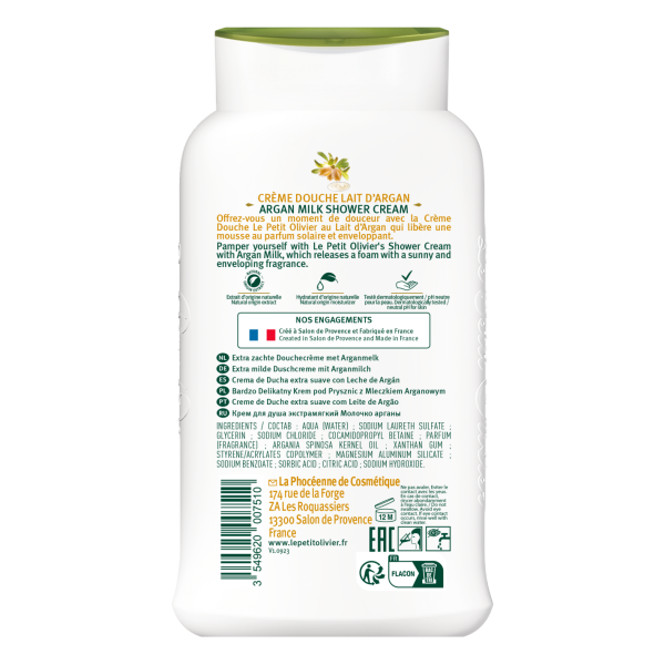 Crème Douche extra douce Lait d'Argan...