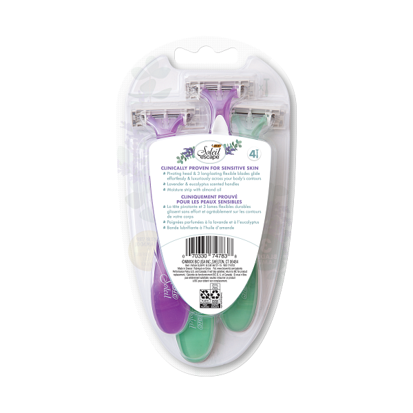 BIC Soleil Escape 3 lames pour Femme - Blister de 4
