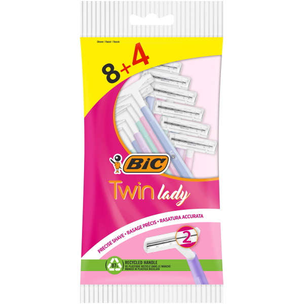 BIC Twin Lady Rasoirs Jetables - Pochette de 8+4