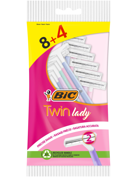 BIC Twin Lady Rasoirs Jetables - Pochette de 8+4
