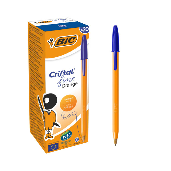 BIC Orange Stylos-Bille Pointe Fine (0,8 mm) - Bleu, Boîte de 20 2
