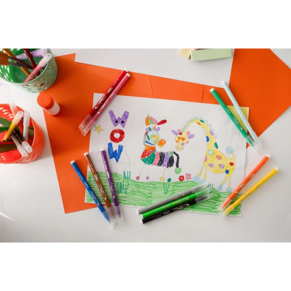 BIC Kids Kid Couleur Feutres de coloriage Pointe moyenne - Couleurs assorties, Pack de 12