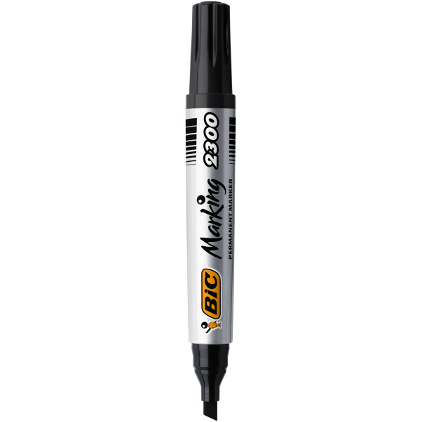 BIC Marqueurs Permanents à Pointe Ogive - Noir, Pack de 12