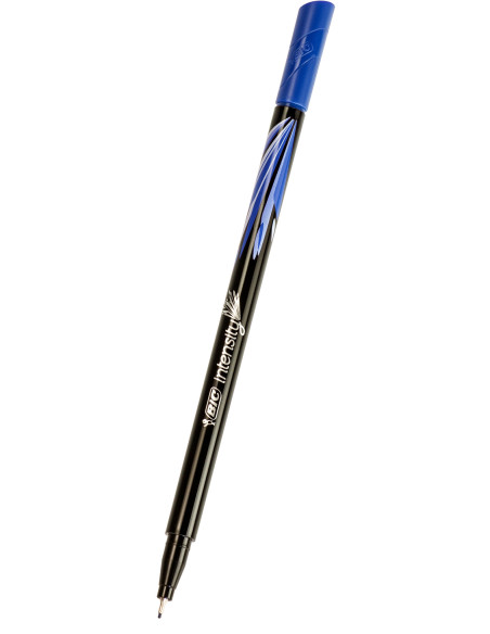 BIC Intensity Stylo Feutre d'écriture Pointe Fine - Bleu foncé, Boîte de 12