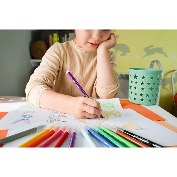 BIC Kids Kid Couleur Feutres de coloriage Pointe moyenne - Couleurs assorties, Pack de 18