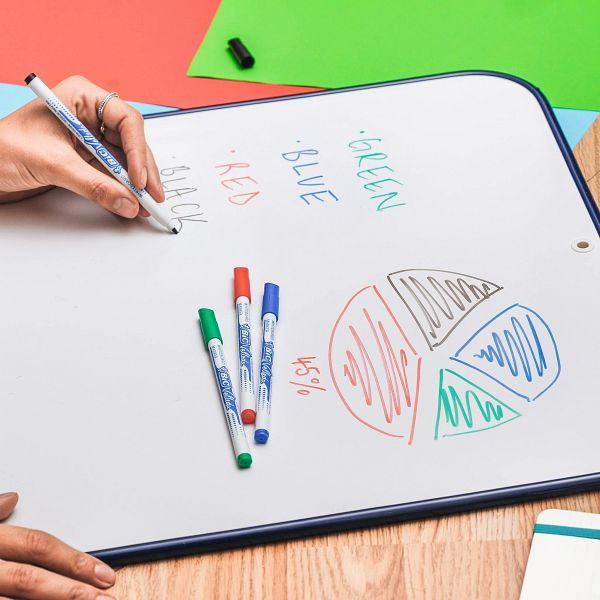 BIC Velleda 1721 Feutres pour Tableau Blanc Effaçables à Sec Pointe Conique Fine - Encre Noire, Boîte de 12 2