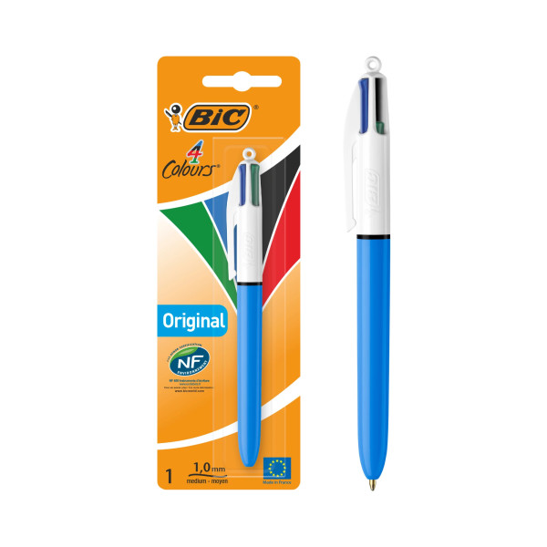 BIC 4 Couleurs Original Stylo-Bille Rétractable Pointe Moyenne, Blister de 1