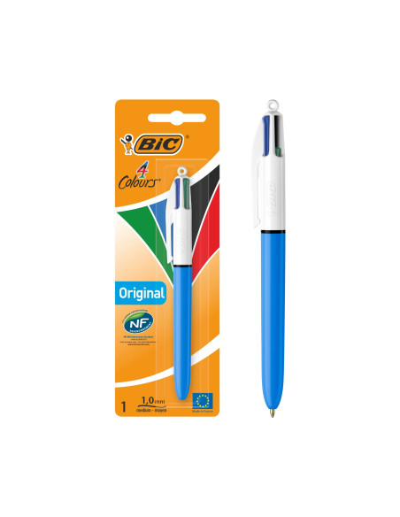 BIC 4 Couleurs Original Stylo-Bille Rétractable Pointe Moyenne, Blister de 1