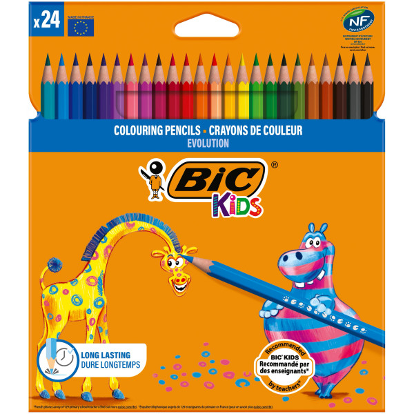 BIC Kids Evolution Crayons de Couleur Pack de 24