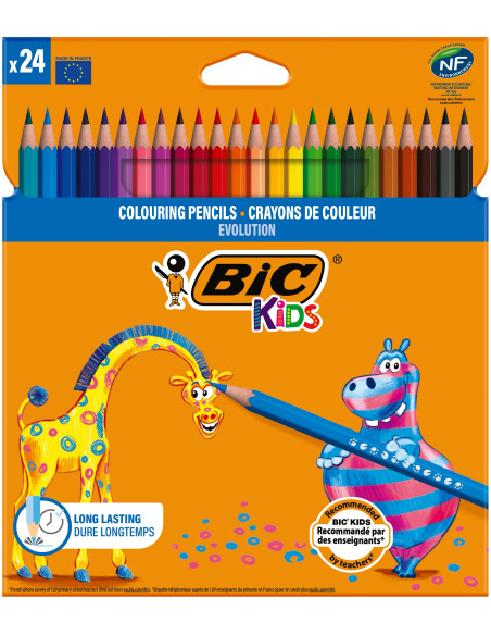 BIC Kids Evolution Crayons de Couleur Pack de 24