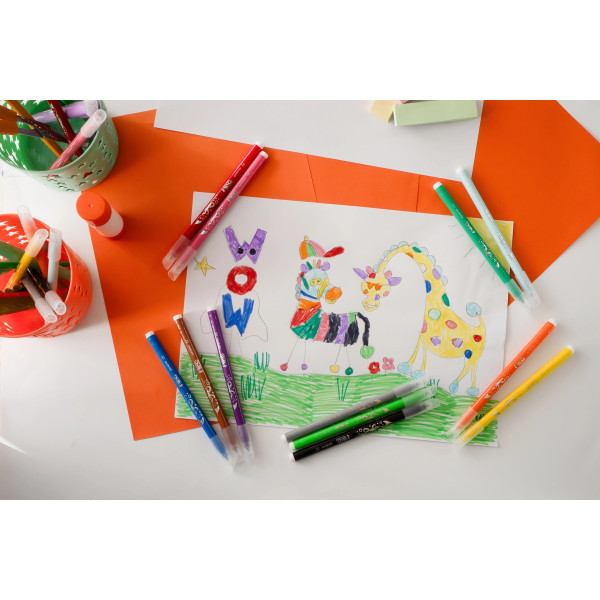 BIC Kids Kid Couleur Feutres de coloriage Pointe moyenne - Couleurs assorties, Pack de 12