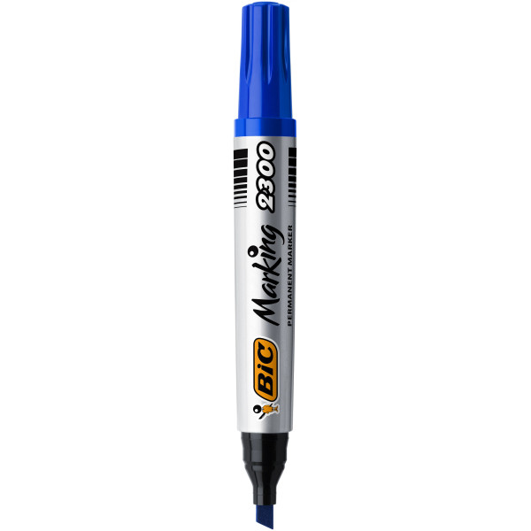 BIC Marqueurs Permanents à Pointe Ogive - Bleu, Pack de 12