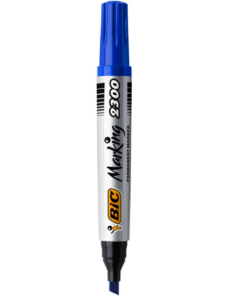 BIC Marqueurs Permanents à Pointe Ogive - Bleu, Pack de 12
