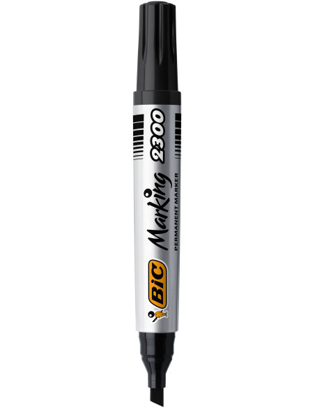 BIC Marqueurs Permanents à Pointe Ogive - Noir, Pack de 12