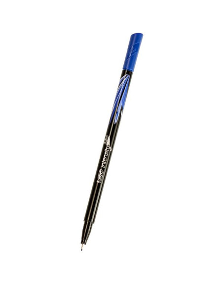 BIC Intensity Stylo Feutre d'écriture Pointe Fine - Bleu foncé, Boîte de 12