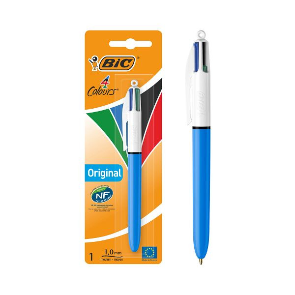BIC 4 Couleurs Original Stylo-Bille Rétractable Pointe Moyenne, Blister de 1 2
