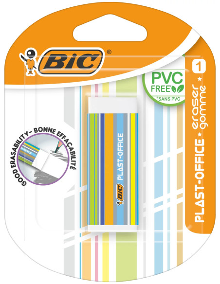 BIC Plast-Office Gomme Blanche - Blister de 1