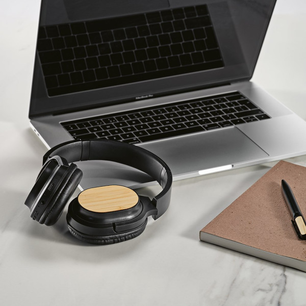 Casque sans fil en bambou