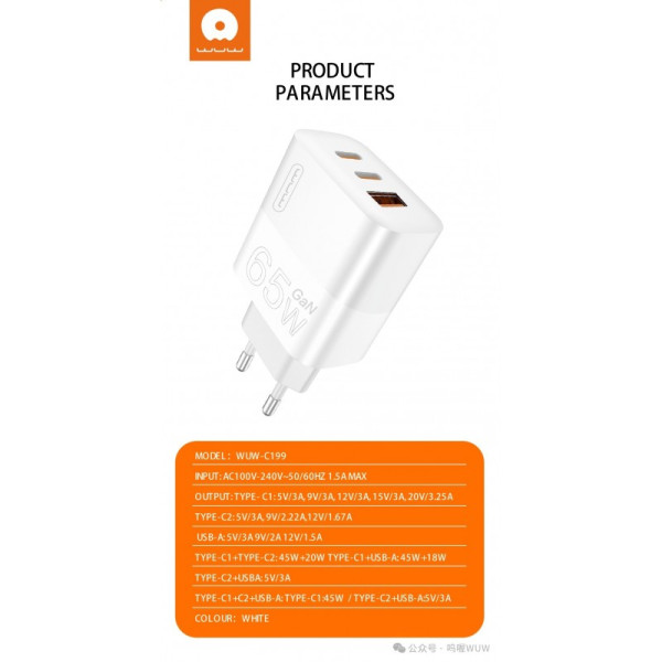 Chargeur C199 Ultra Rapide 65W Gan...