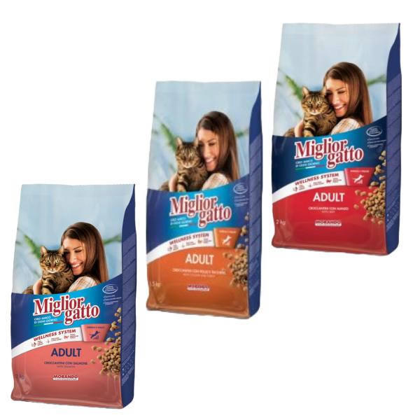 Lot De 3 Croquettes Pour Chat Adulte Miglior Gatto