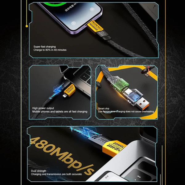 Cable de Charge et Data 4en1 Super...