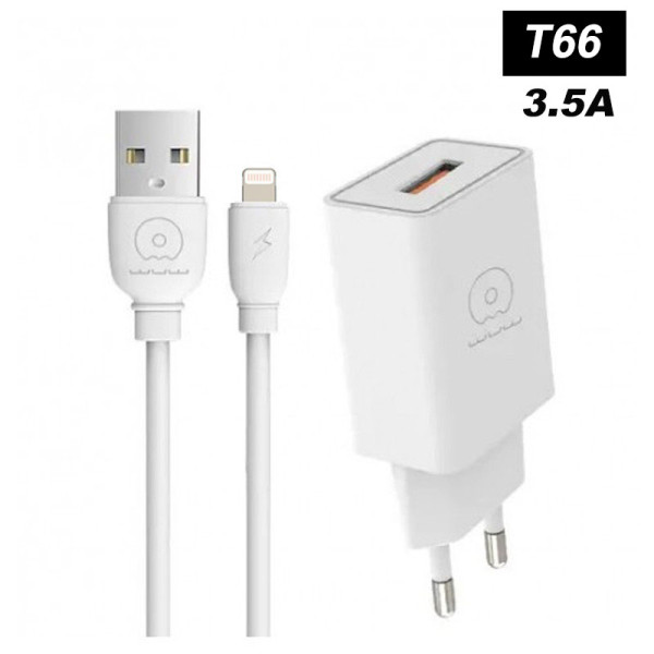 Chargeur WUW T66 + Cable USB-A Vers Lightning 3.5A
