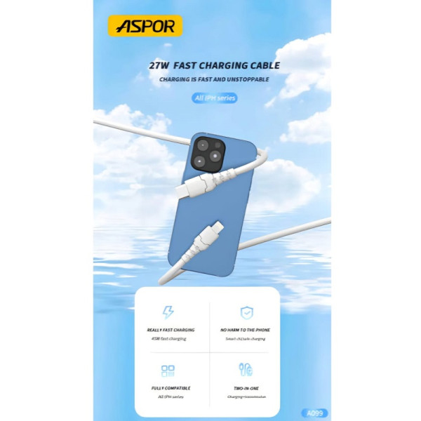 Cable de Recharge Rapide ASPOR A099 PD27W Type-C vers... 2