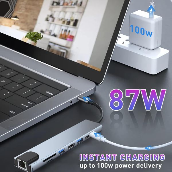 محول 8 في 1 من نوع C - USB-C إلى HD...