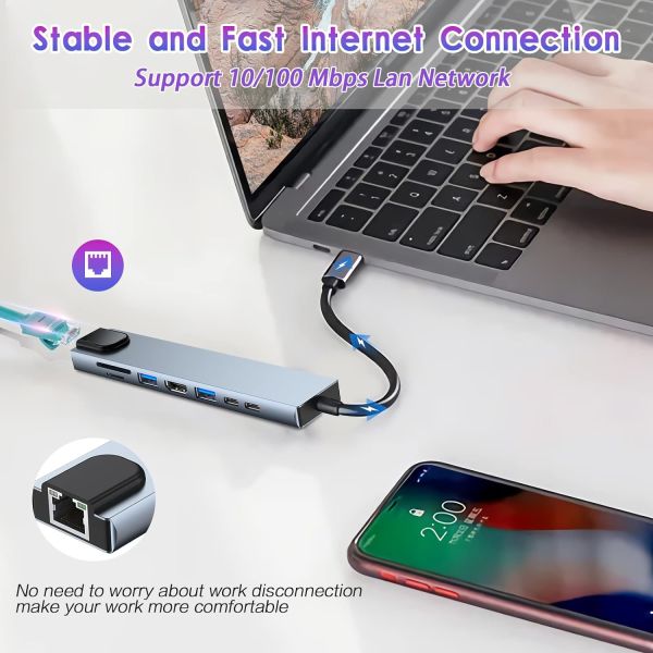 محول 8 في 1 من نوع C - USB-C إلى HD...