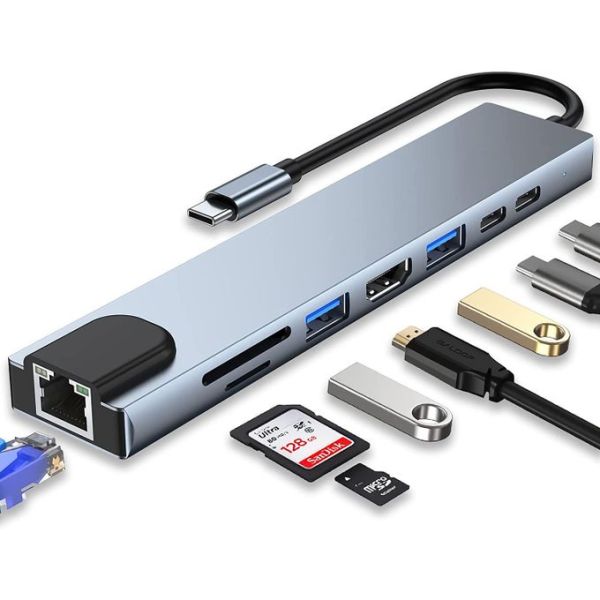 محول 8 في 1 من نوع C - USB-C إلى HD...