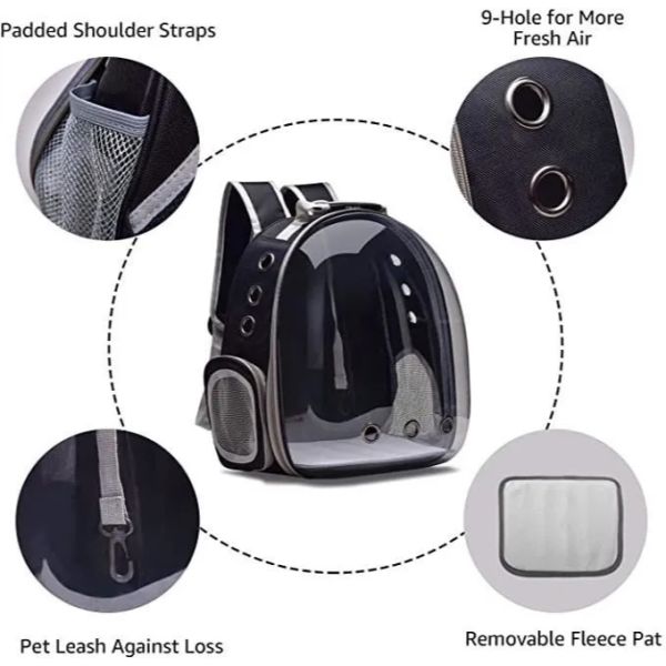 Transparent Black Backpack for Pets -...