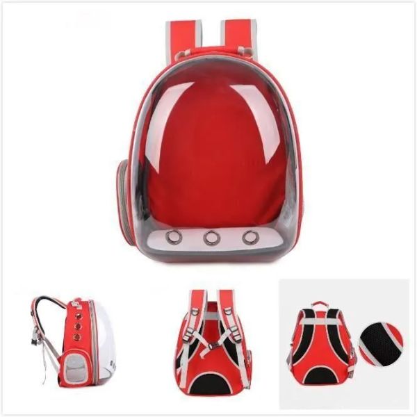 Transparent Red Backpack for Pets -...