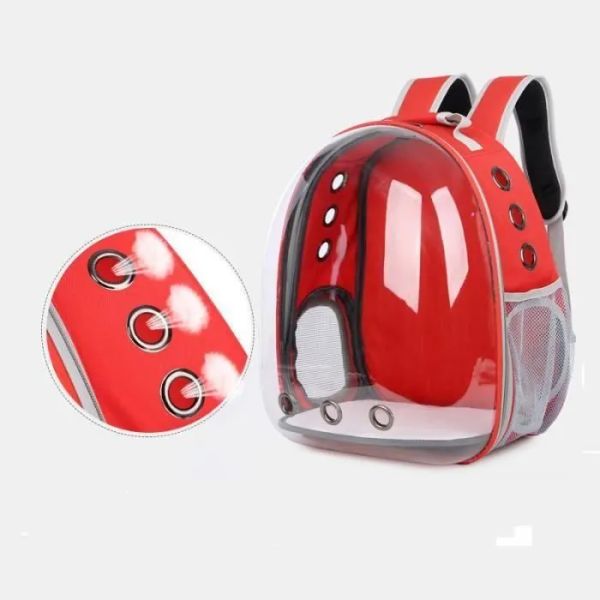 Transparent Red Backpack for Pets -...