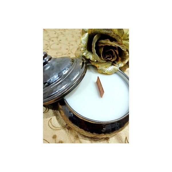 Hammered copper candy jar candle