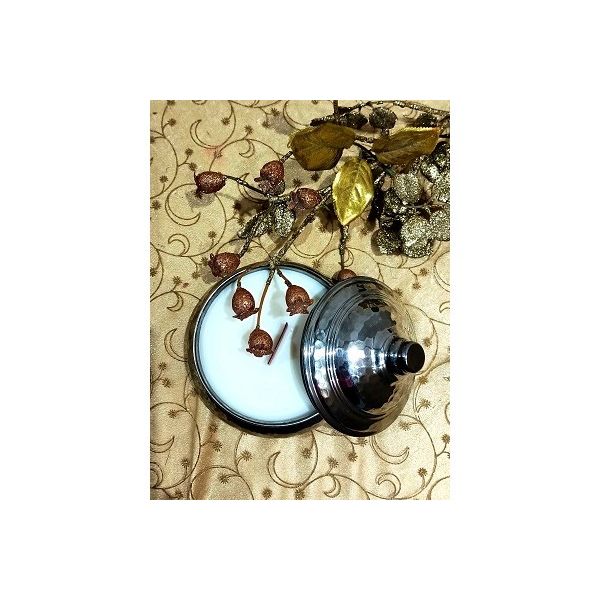 Hammered copper candy jar candle