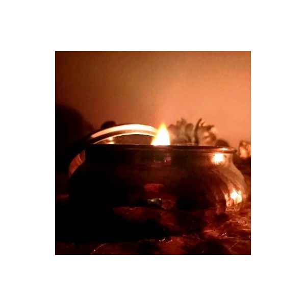 Hammered copper candy jar candle