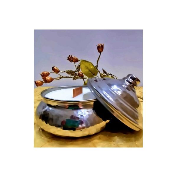 Hammered copper candy jar candle