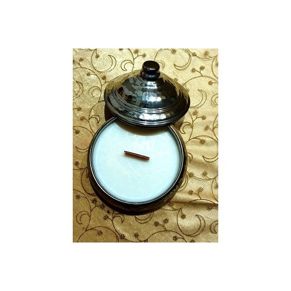 Hammered copper candy jar candle