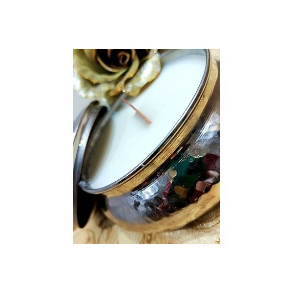 Hammered copper candy jar candle