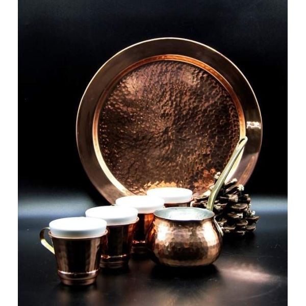 Service à café turc 4p en cuivre martelé