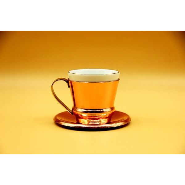 paire tasse café turc en cuivre lisse